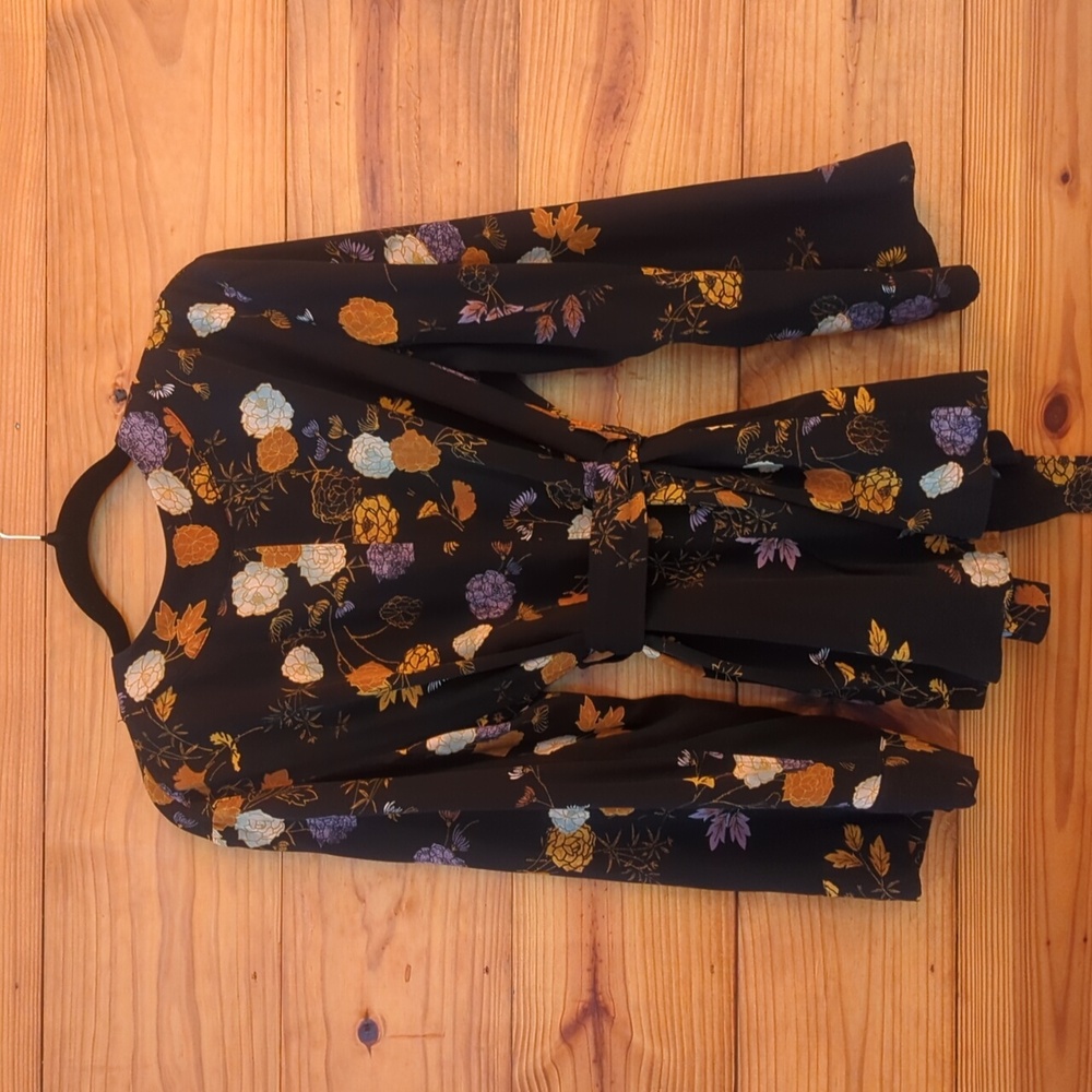 Free People 'Wrap It Up' Long Sleeve Floral Kimono XS - Picture 7 of 11